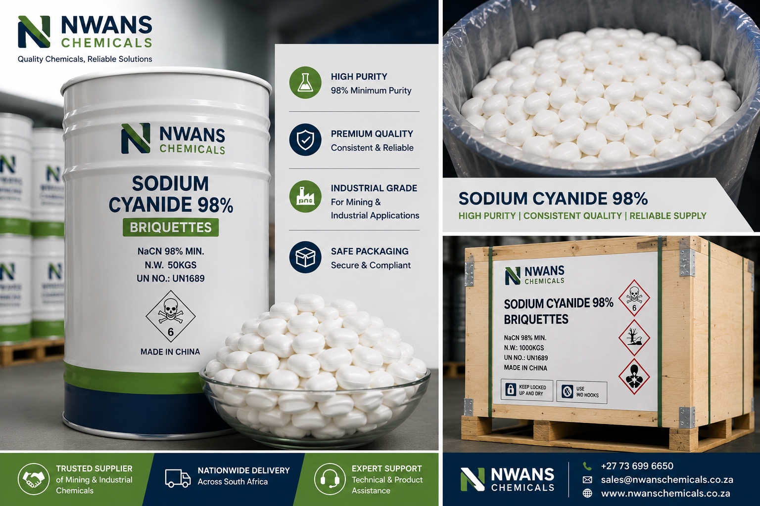 Sodium Cyanide (NaCN) 98% Bulk Supplier
