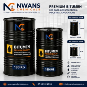 Bitumen for Sale in 180 kg and 150 kg Steel Drums Nwans Chemicals South Africa
