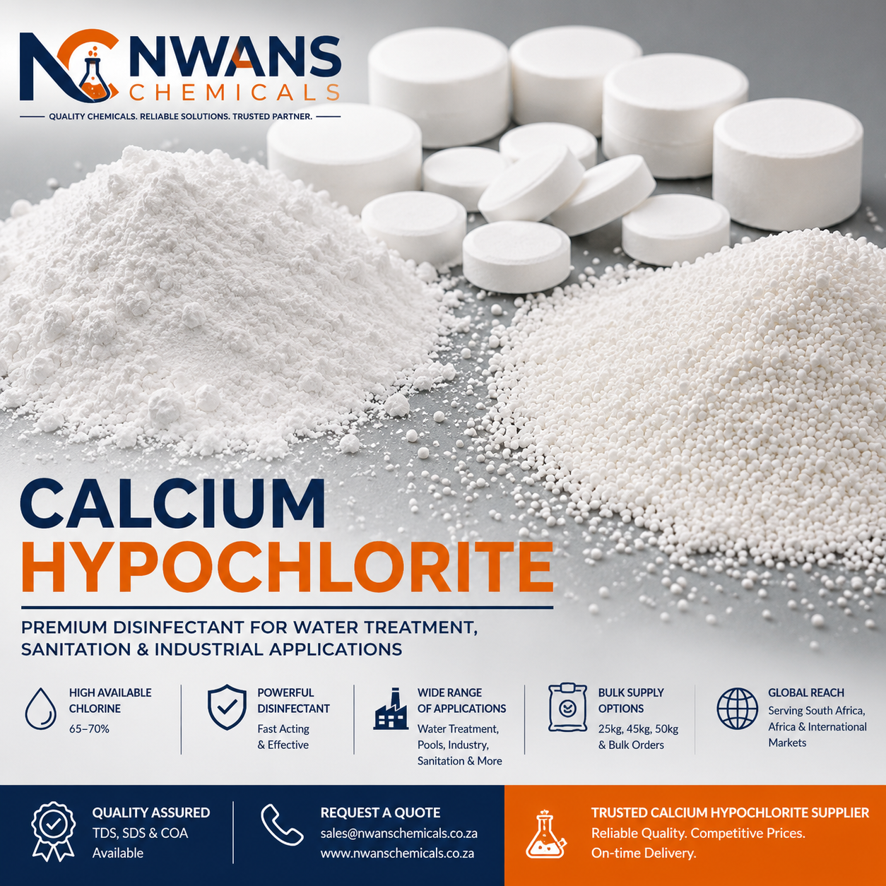 Calcium Hypochlorite Supplier Premium Calcium Hypochlorite Tablets and Granules Nwans Chemicals